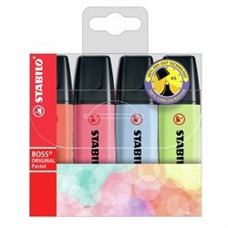 RESALTADOR STABILO BOSS PASTEL X4 ESTUCHE RIGIDO